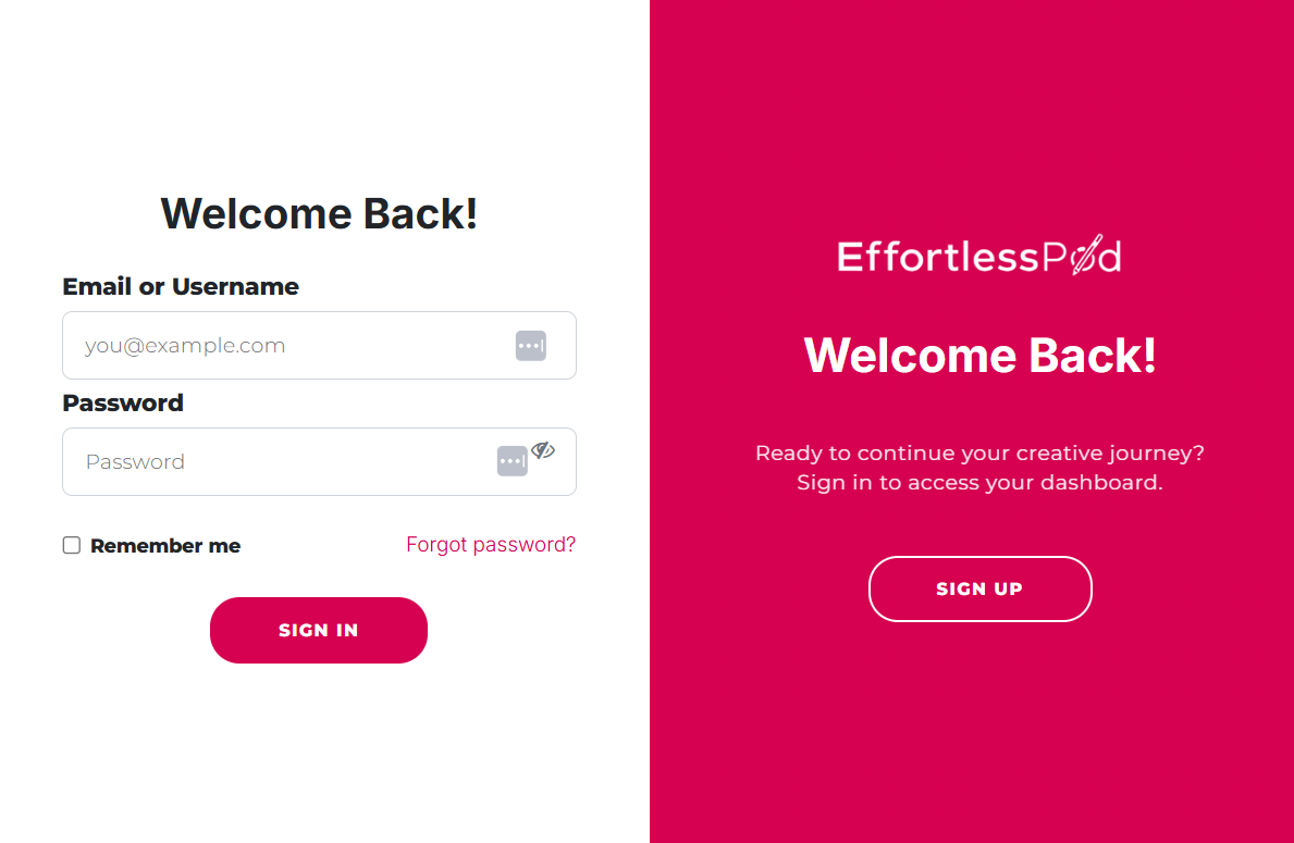 screenshot of Effortless Pod
